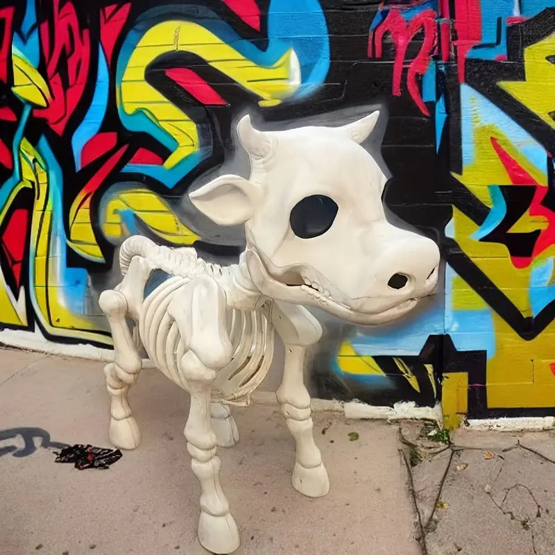 Halloween Bull Skeleton Statue Decor