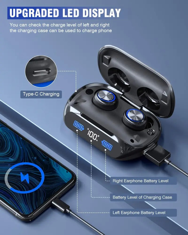 Wireless Earbuds Playtime Bluetooth 5.3 Noise Cancelling