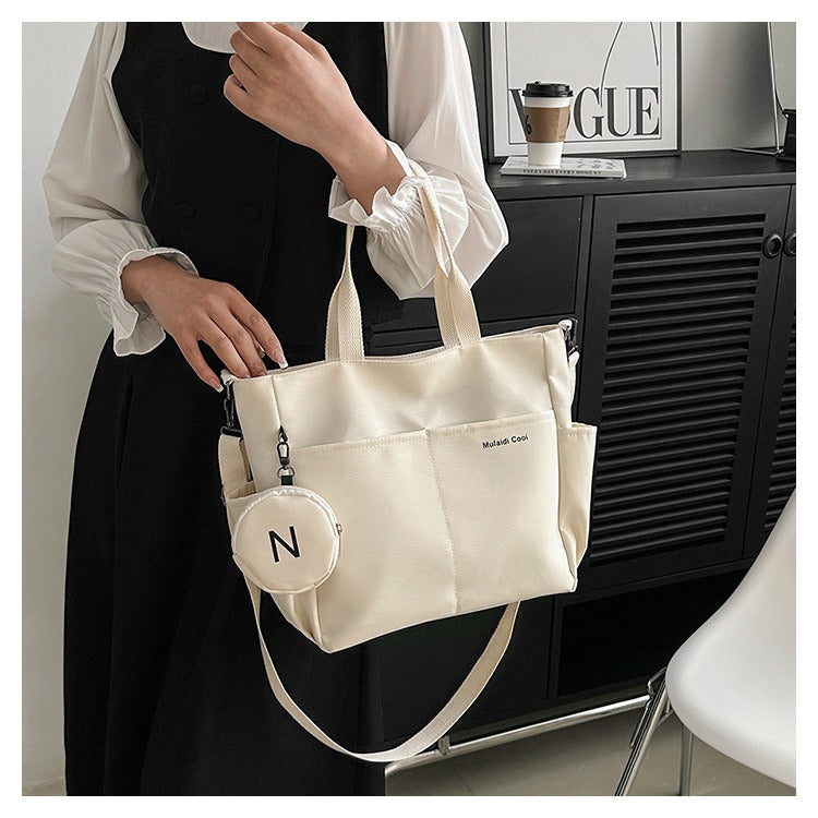 Women's Oxford Tote Crossbody Shoulder Handbag (Beige)