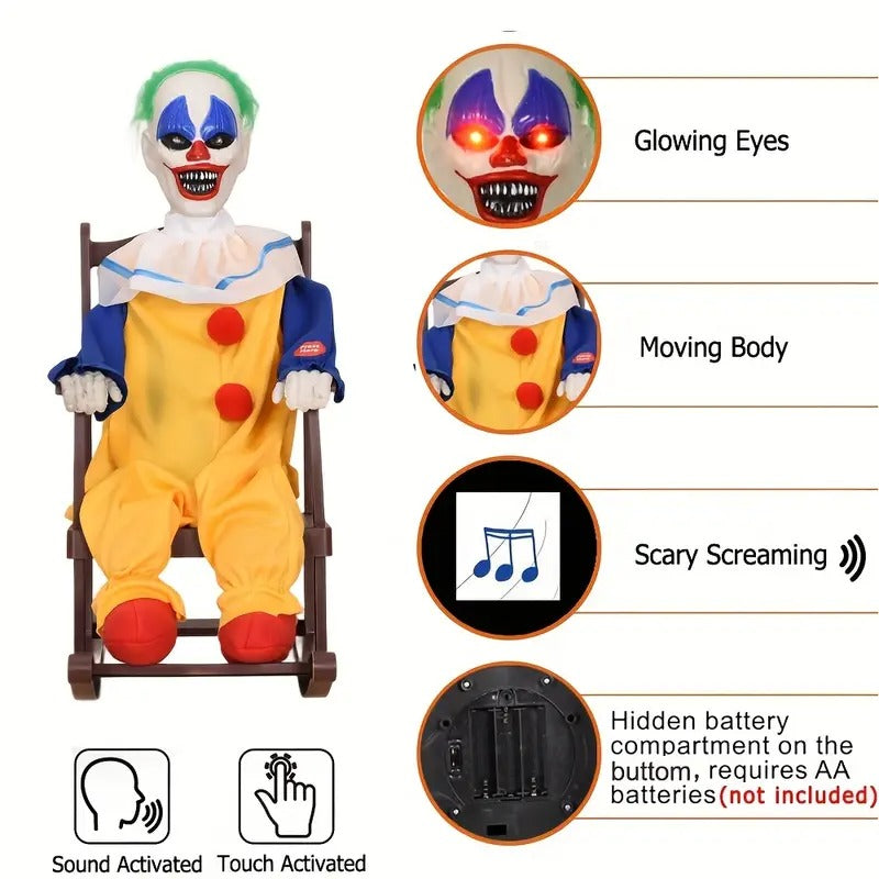 Halloween Clown Rocking Chair with Light & Sound