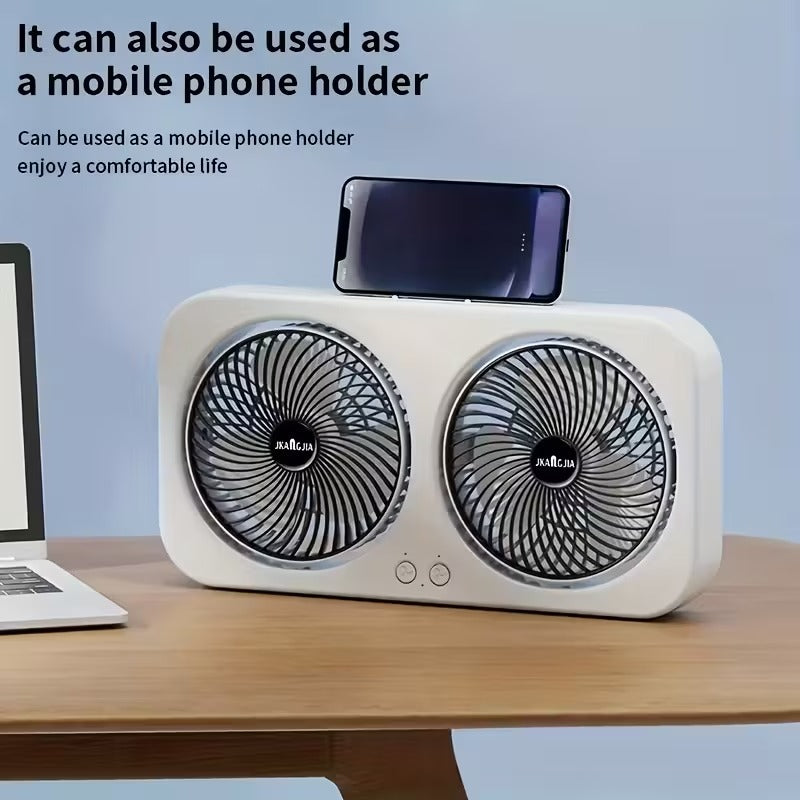 Dual Head Portable USB Table Fan