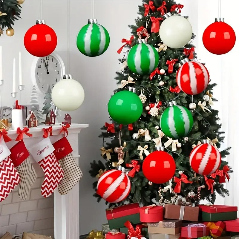 Inflatable Christmas Ball Decoration Red & Green (5pcs)