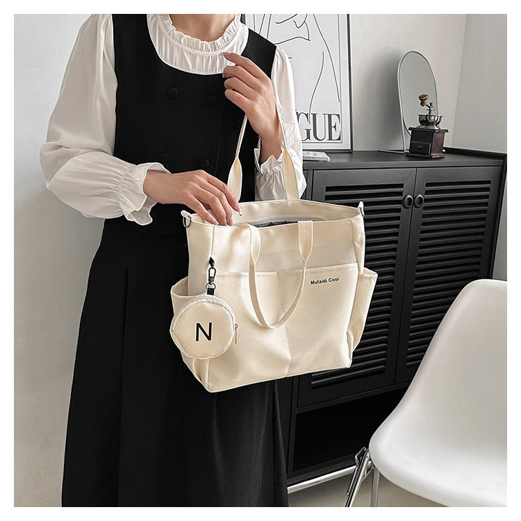 Women's Oxford Tote Crossbody Shoulder Handbag (Beige)