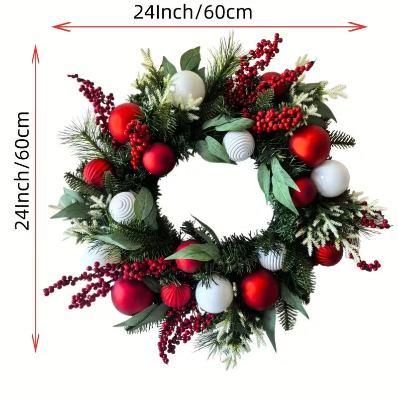 Christmas Wreath 60cm with Berries and Ornaments