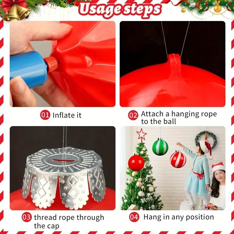 Inflatable Christmas Ball Decoration Red & Green (5pcs)