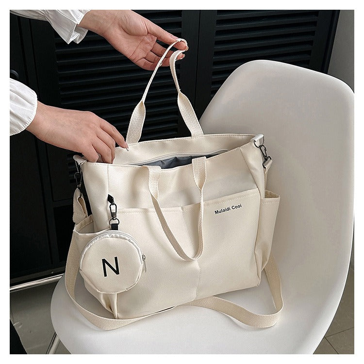 Women's Oxford Tote Crossbody Shoulder Handbag (Beige)