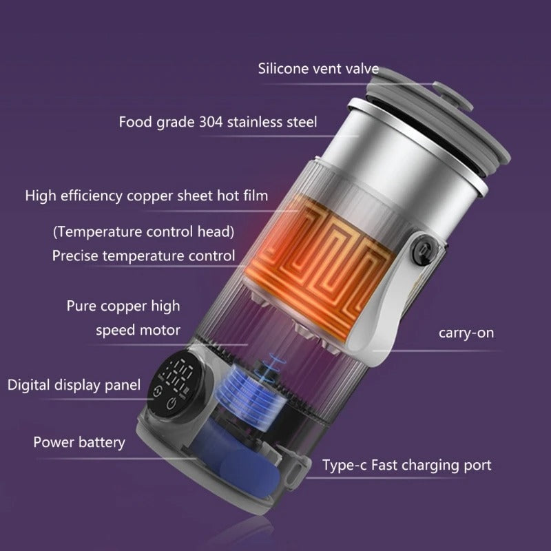 Rechargeable Heated Mixing Cup With 6 Temperature Settings