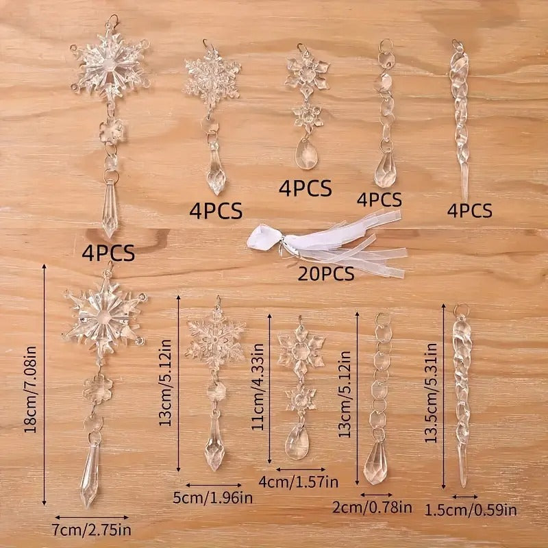 Crystal Christmas Ornament Set Hanging Decor (20PCS)