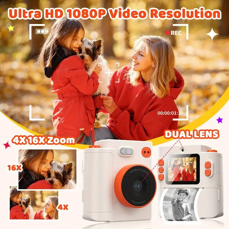 Kids Printing Camera 48MP with 3 Paper Rolls