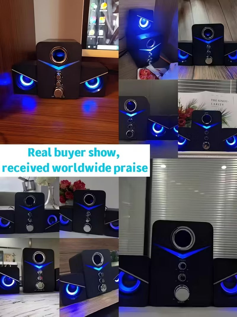 9D Surround Sound 2.1 Channel USB Speakers