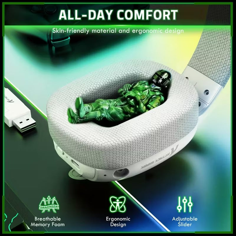 Wireless Over-Ear Gaming Headset with Dual Mic