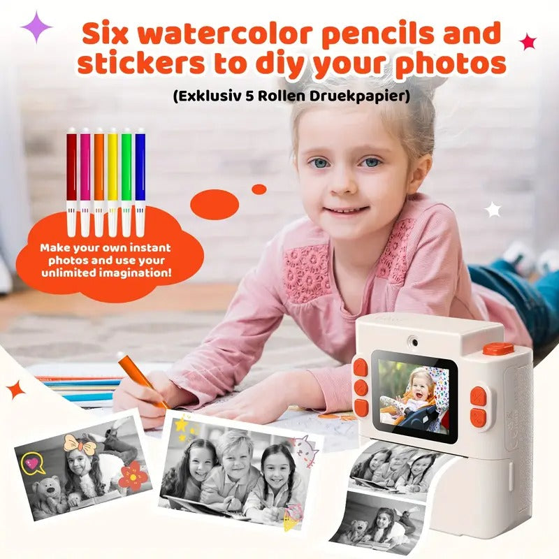 Kids Printing Camera 48MP with 3 Paper Rolls