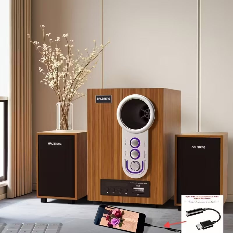 Wooden Subwoofer Stereo System with USB