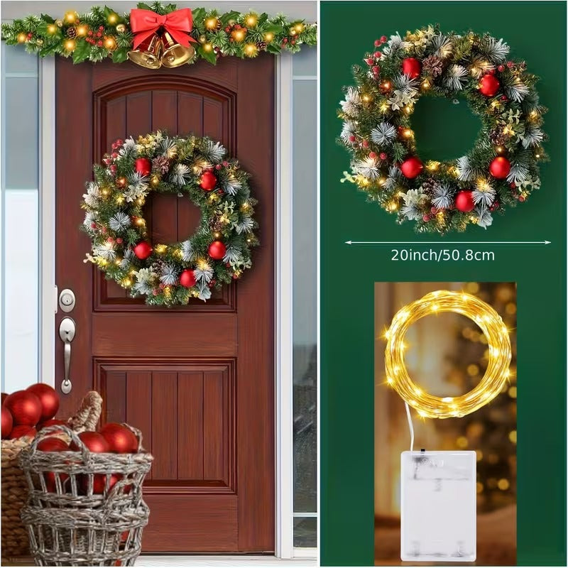 Pre-Lit Christmas Wreath with LED Lights
