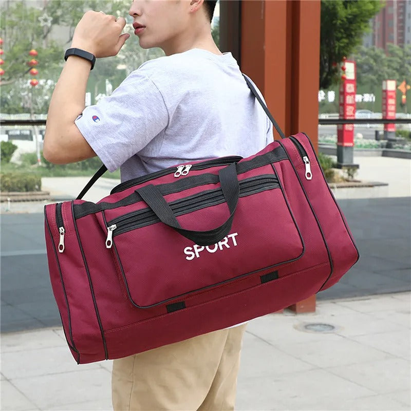 Travel Duffel Nylon Bag for Men and Women (Red)
