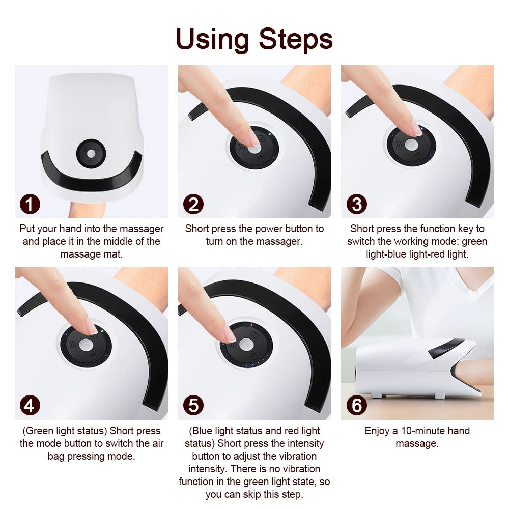 Rechargeable Hand Massager with Heat & Vibration Therapy