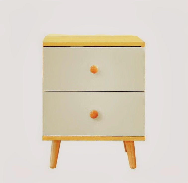 Wooden Bedside Cabinet With Two Drawers And Sturdy Legs