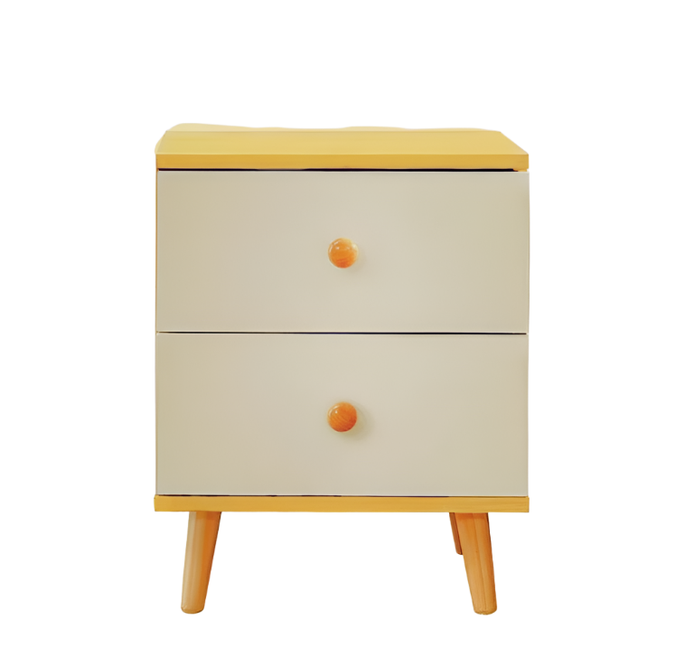 Wooden Bedside Cabinet With Two Drawers And Sturdy Legs