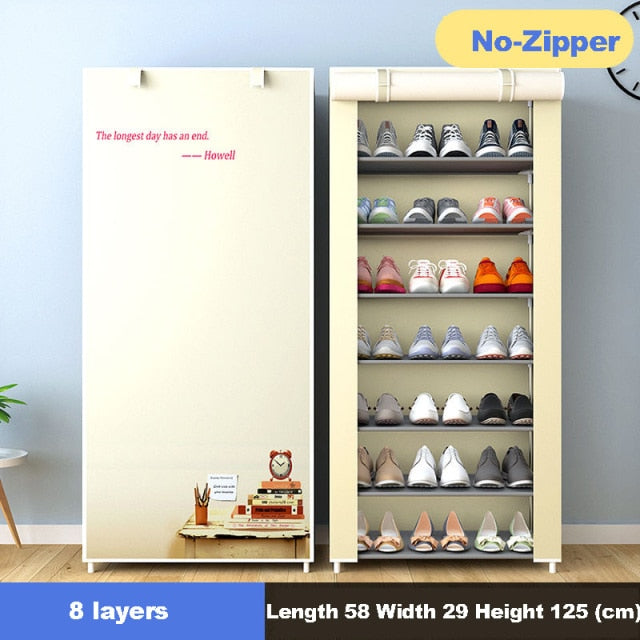 Multilayer Shoe Cabinet Simple Dustproof Home Space-saving indoor Assembly Nonwoven Fabric With Zipper Closed Storage Shoe Rack