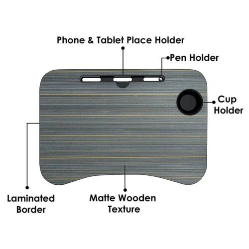 Portable Folding Laptop Bed Tray Table Lap Desk Notebook Breakfast Cup Slot