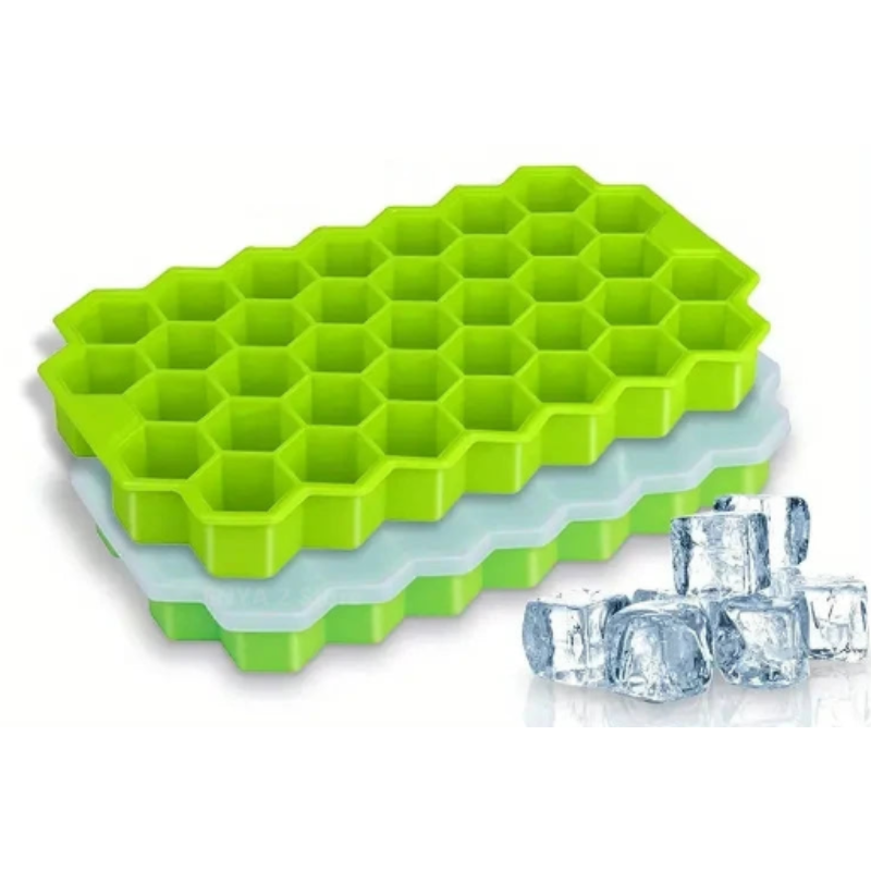 2 Pcs Silicone Honeycomb Ice Cube Tray With Lid