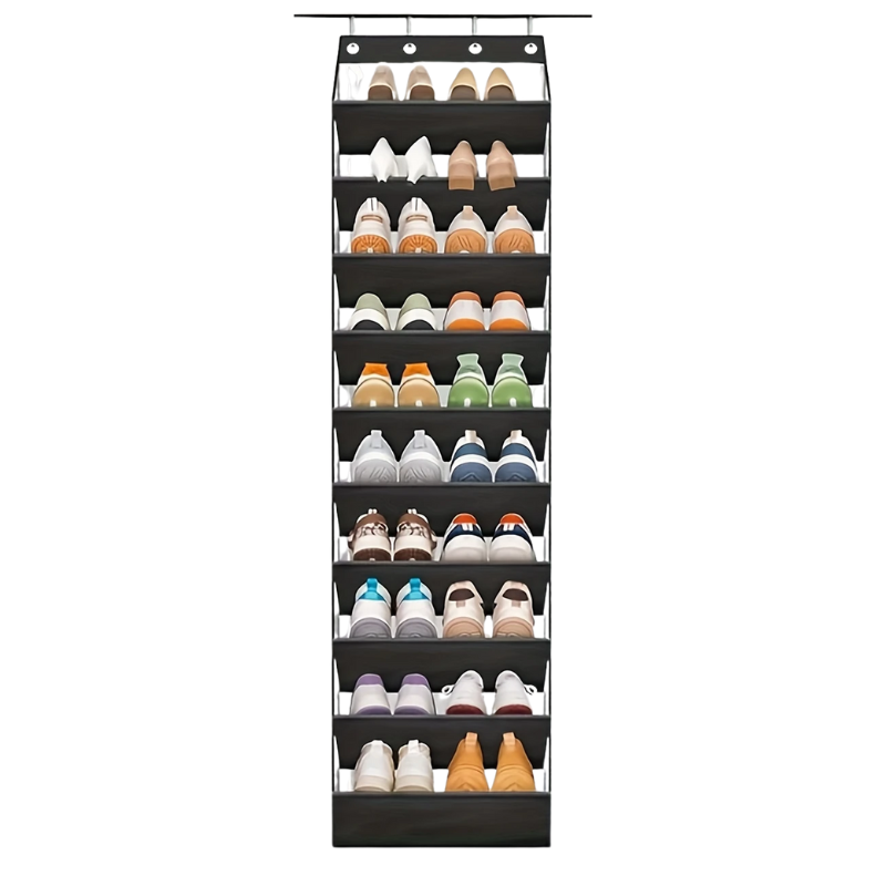 10-Tier Over-the-Door Foldable Shoe Organizer