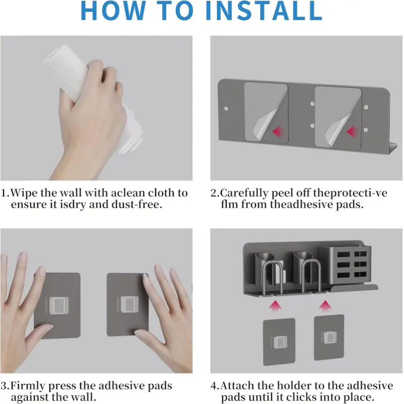 Wall Mount Aluminum Toothbrush Razor Holder