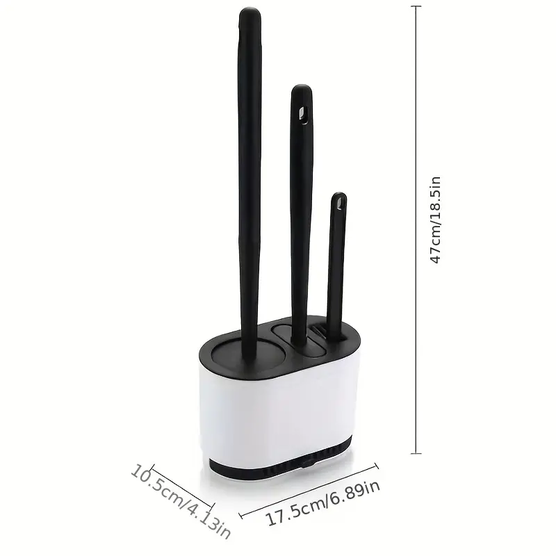 Toilet Brush with No-Slip Silicone Long Handle Set