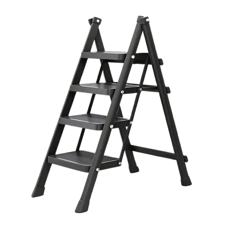 Metal Step Ladder with 4-Step Storage Rack