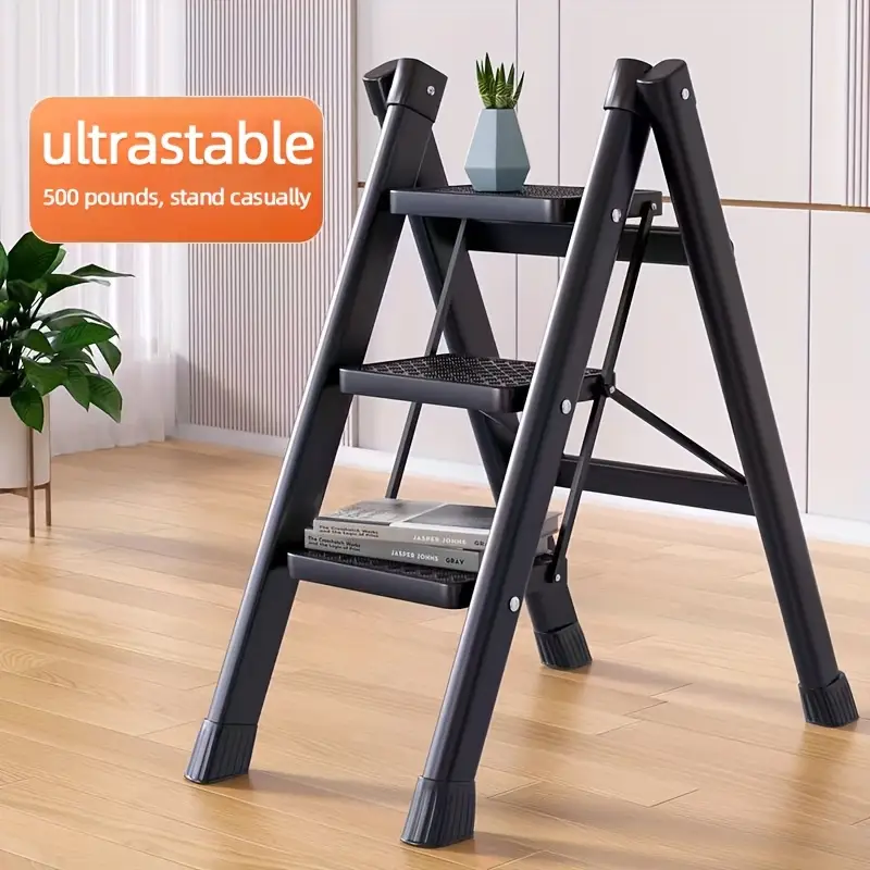 Metal Step Ladder with 4-Step Storage Rack