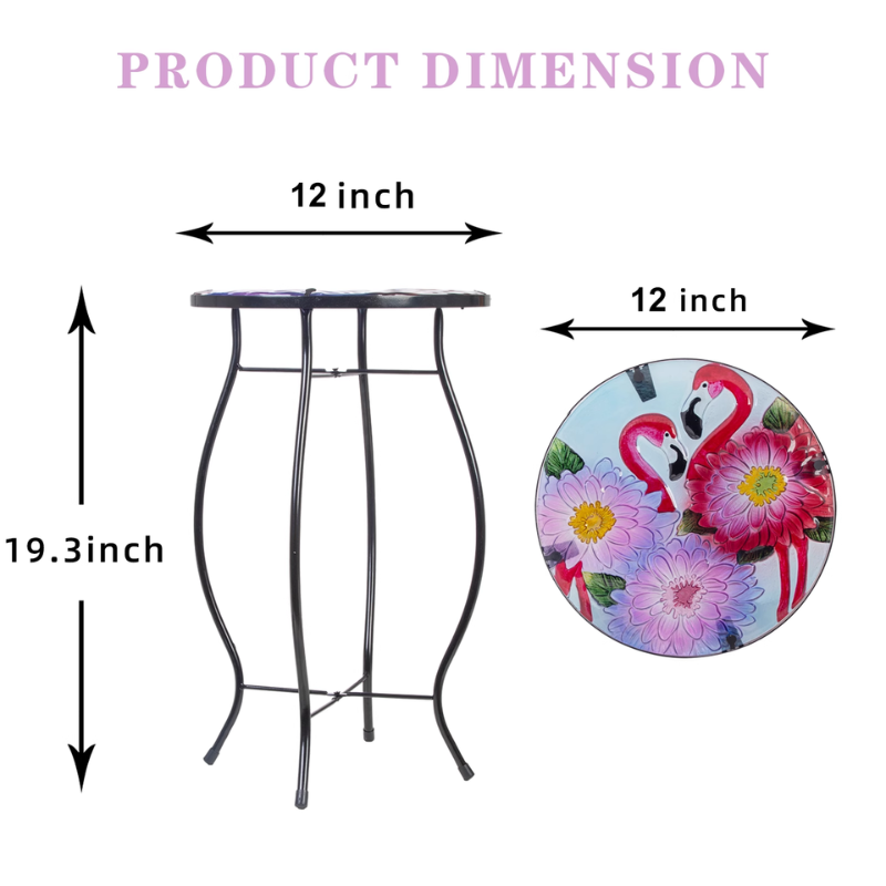 Flamingo Round Glass Top Outdoor Patio Side Table
