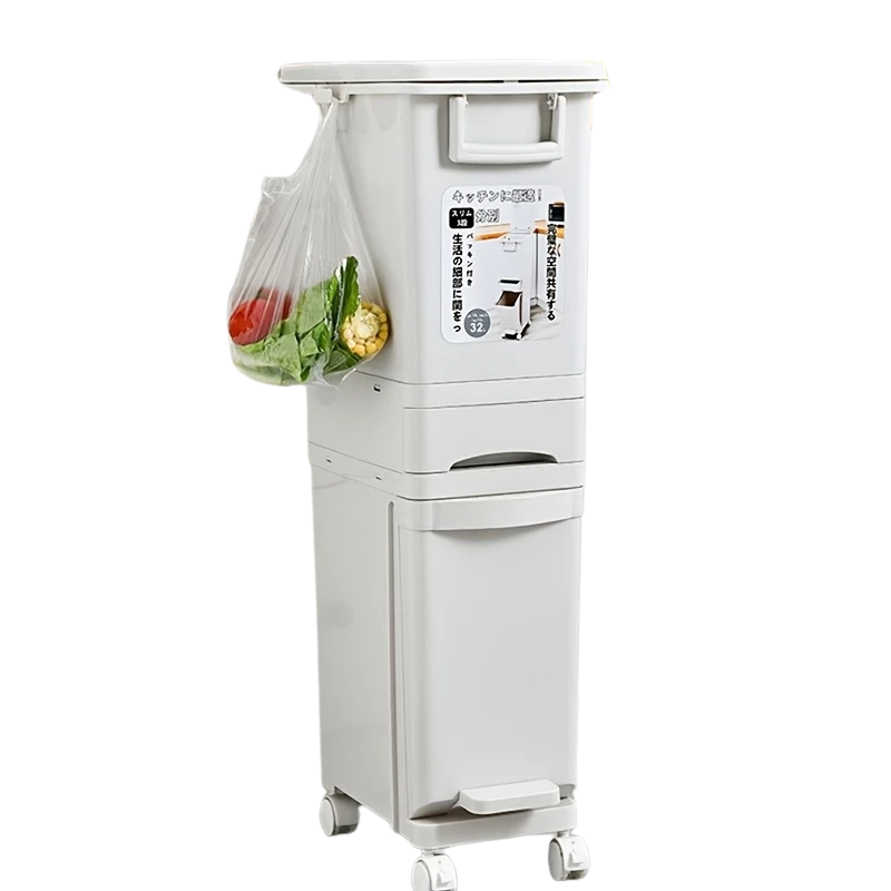Wheeled Press-Top Kitchen Recycling Bin