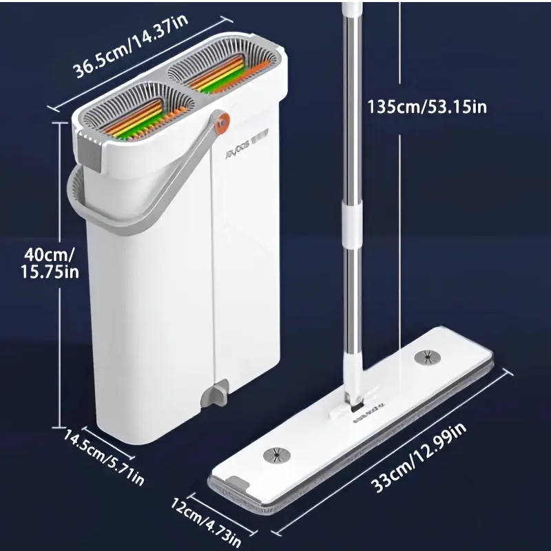 Flat Mop and Bucket Set with 3 Microfiber Pads