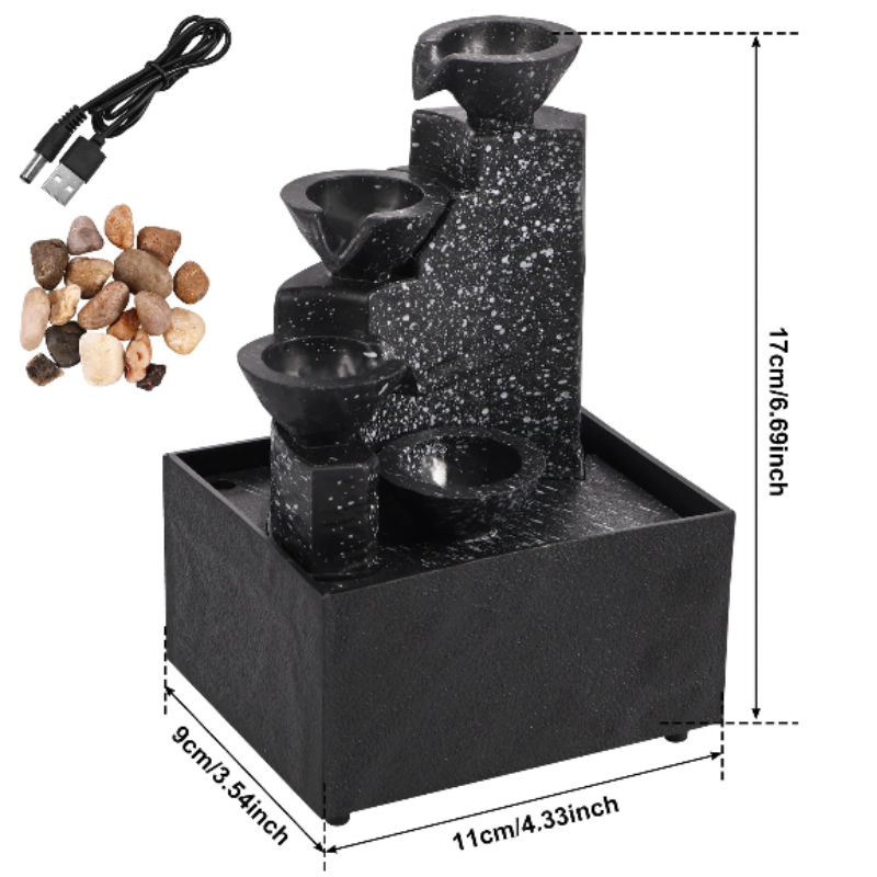 Tabletop Waterfall Fountain With Soft Lights For Relaxation