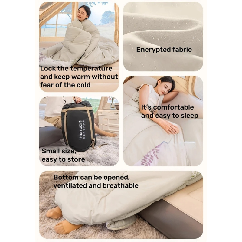 Adult Camping Sleeping Bag Thick Warm Polyester Blend