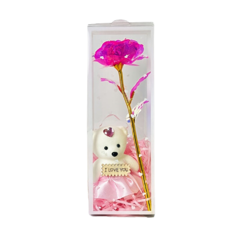 Enchanted Bear & Rose Gift Box For Special Occasions (Pink)