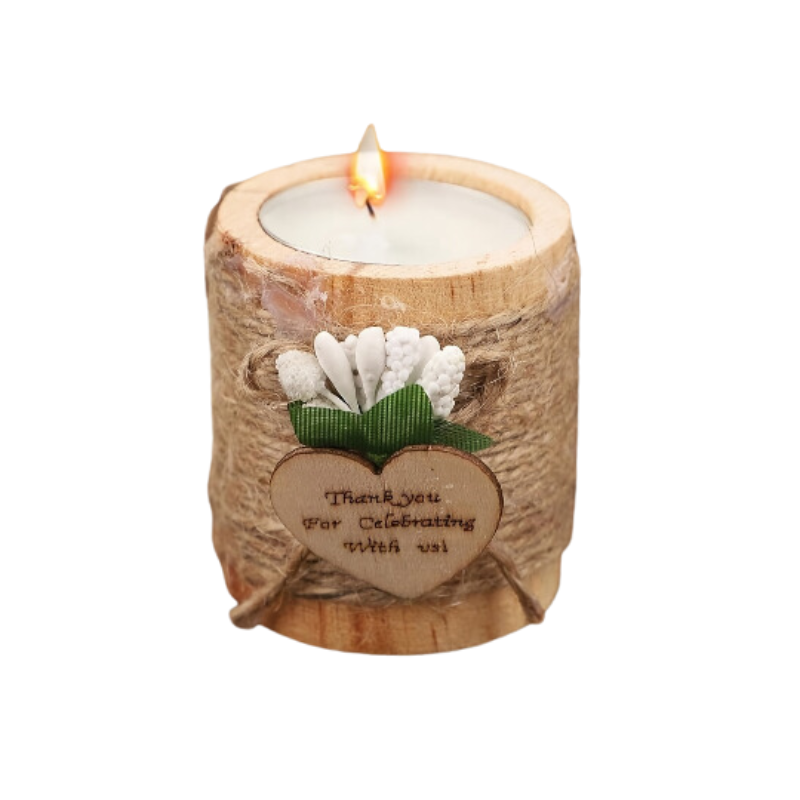 Wooden Tea Candle Holder, Rustic Romance Decor