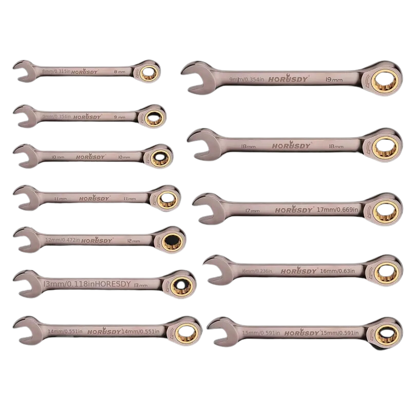 12Pcs Metric Ratchet Wrench Set 8-19Cm With Case