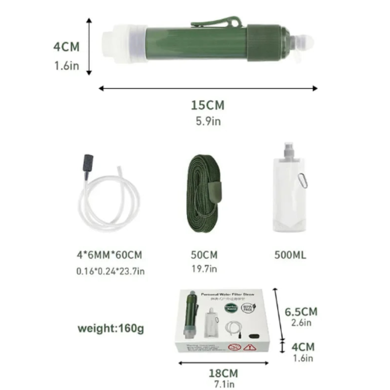 Outdoor Mini Filter Straw Set for Camping Survival